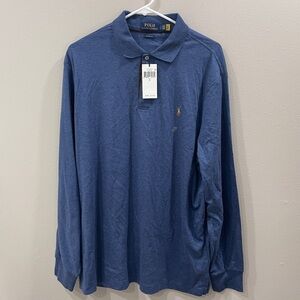 Polo Ralph Lauren Blue Polo Shirt Classic Style Long Sleeve